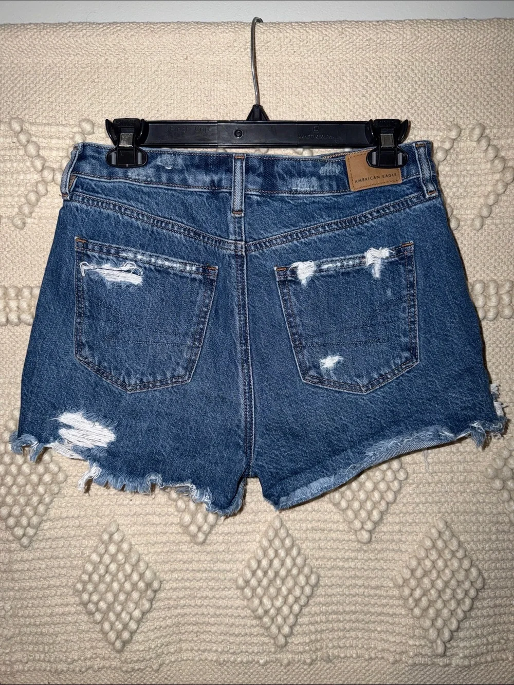 American Eagle Outfitters Distressed Dark Blue Denim Mom Short